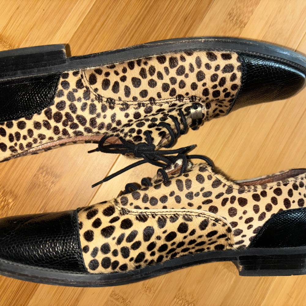 Russell and Bromley leather cheetah print shoes